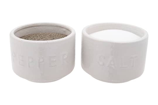 Hello Honey® White Stackable Stoneware Salt & Pepper Pinch Pots with Lid Set